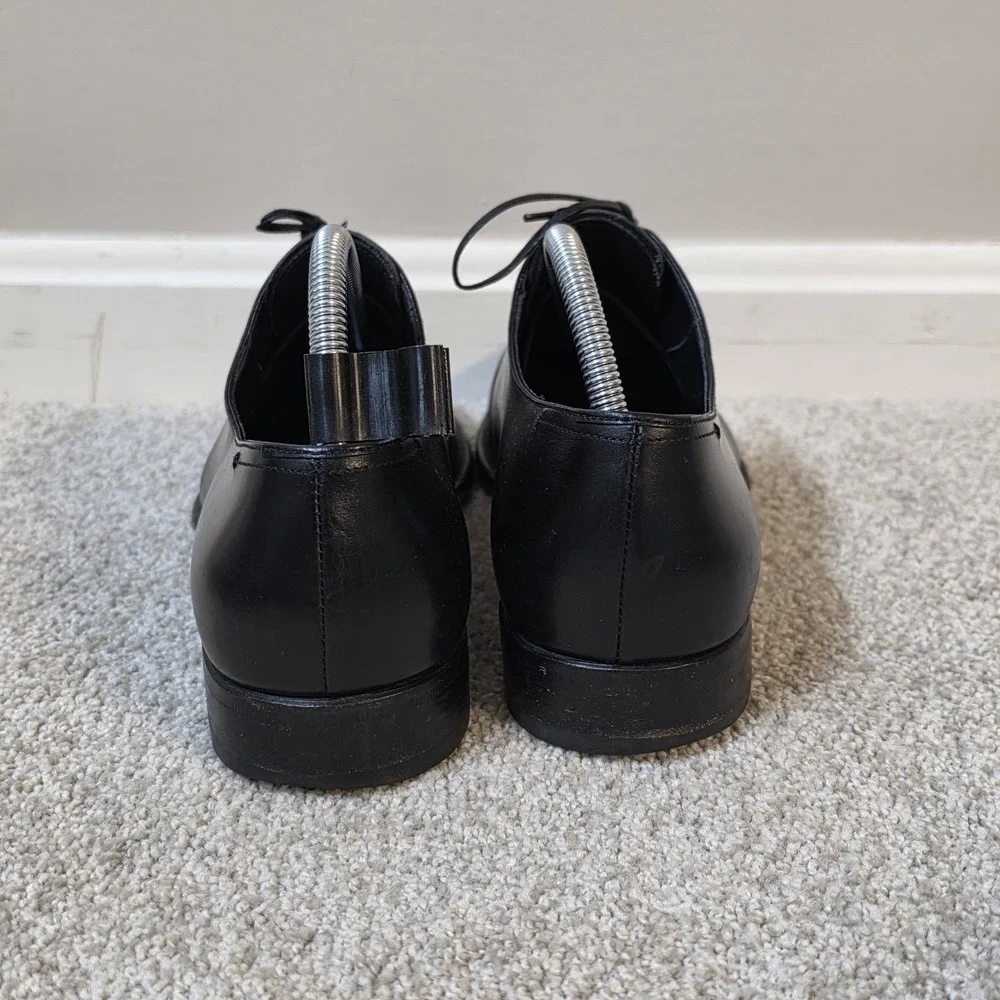 Ermenegildo Zegna Black Leather Oxford Dress Shoes Cap Toe 8.5 US‎ 7.5 EU Italy